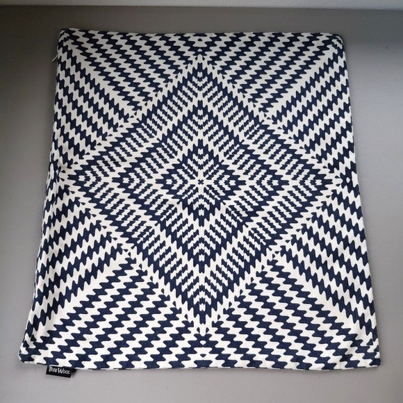 2 Tree Wool Pillow Covers Blue White Accent Decor Tribal Modern Preppy Canvas - Picture 2 of 7